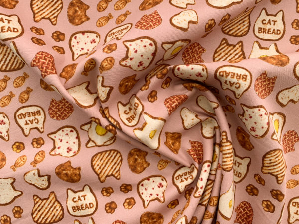 Japanese Cotton Canvas - Cat Bread - Pink