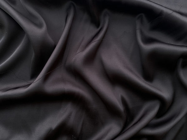 Italian Deadstock - Rayon Stretch Satin- Black