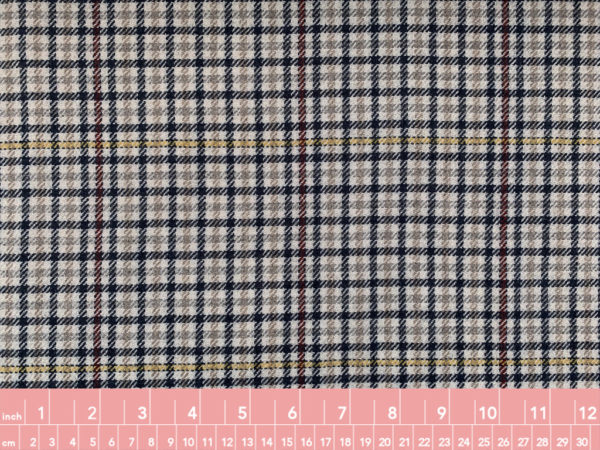 European Designer Deadstock - Wool Blend Coating - Navy/Tan Tartan