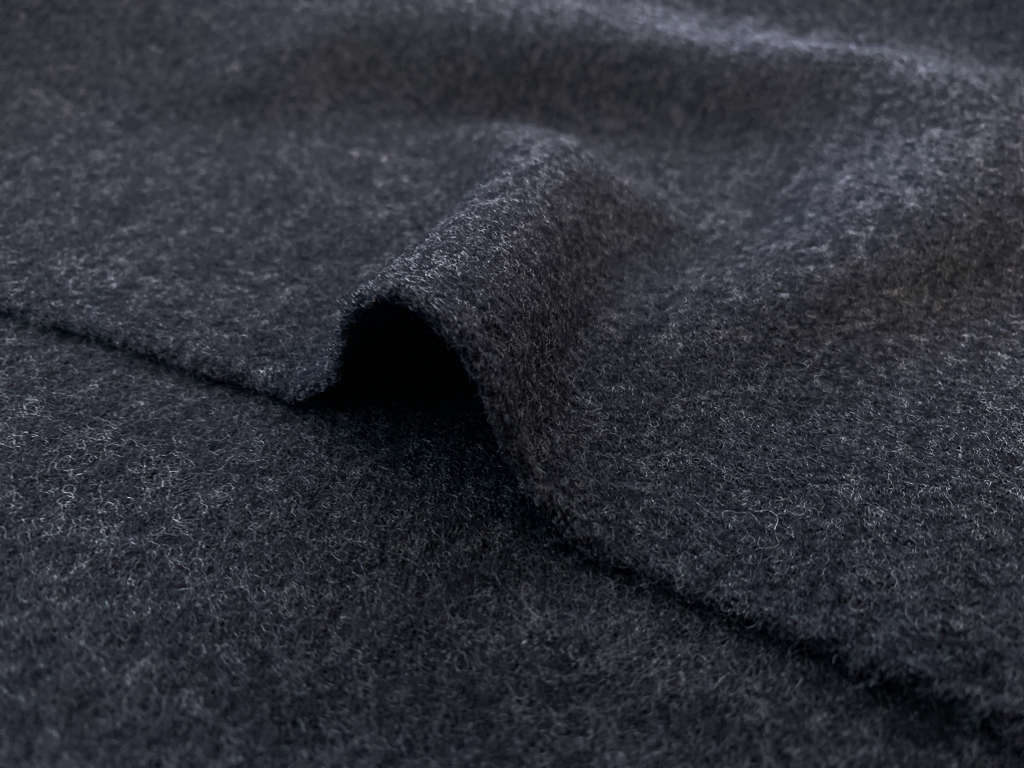 Cali Fabrics Charcoal Bentley Designer Boiled Wool Fabric by the Yard