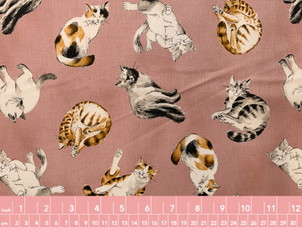 Japanese Cotton Lawn - Cats - Blush