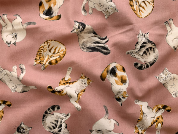 Japanese Cotton Lawn - Cats - Blush