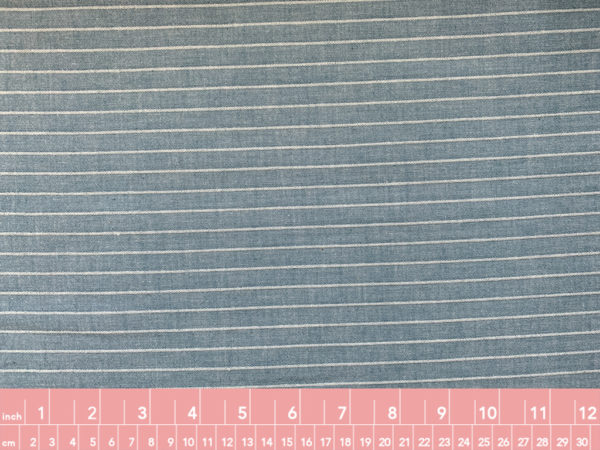 Japanese Cotton/Linen Chambray w/ Raised Stripes - Carolina Blue