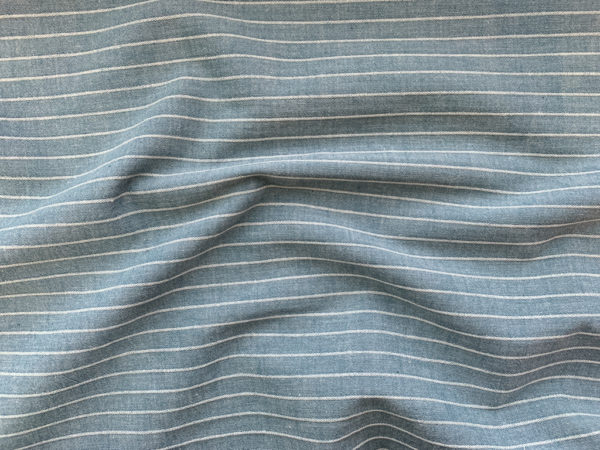 Japanese Cotton/Linen Chambray w/ Raised Stripes - Carolina Blue