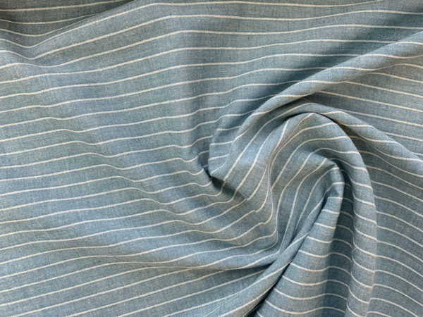 Japanese Cotton/Linen Chambray w/ Raised Stripes - Carolina Blue