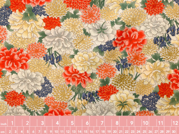 Japanese Cotton Sheeting - Dahlia Garden - Orange