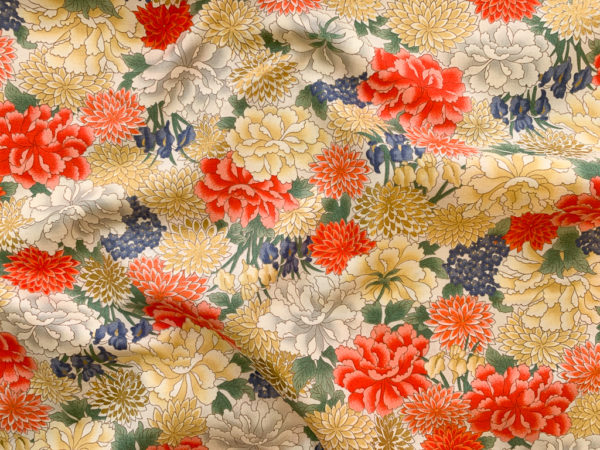 Japanese Cotton Sheeting - Dahlia Garden - Orange