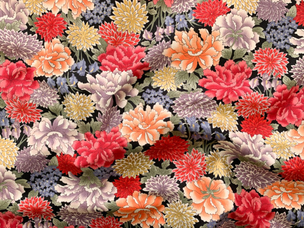 Japanese Cotton Sheeting - Dahlia Garden - Red