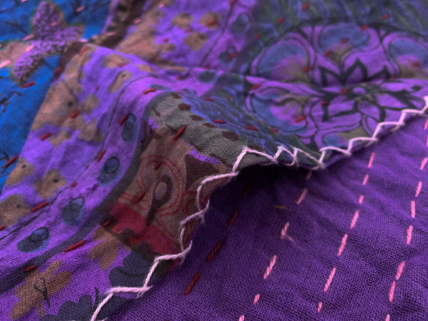 Cotton Kantha Cloth - Blue/Purple