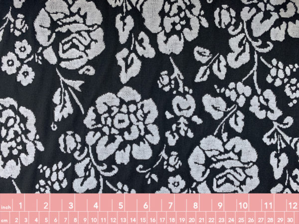 European Designer Deadstock - Viscose/Poly Jacquard Ponte de Roma - Black/White Floral