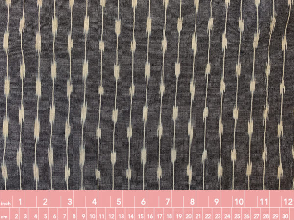 Cotton Ikat - Abacus - Ivory on Grey