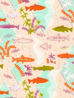 Quilting Cotton - Fisherman's Bend - Retro Fish - Peach