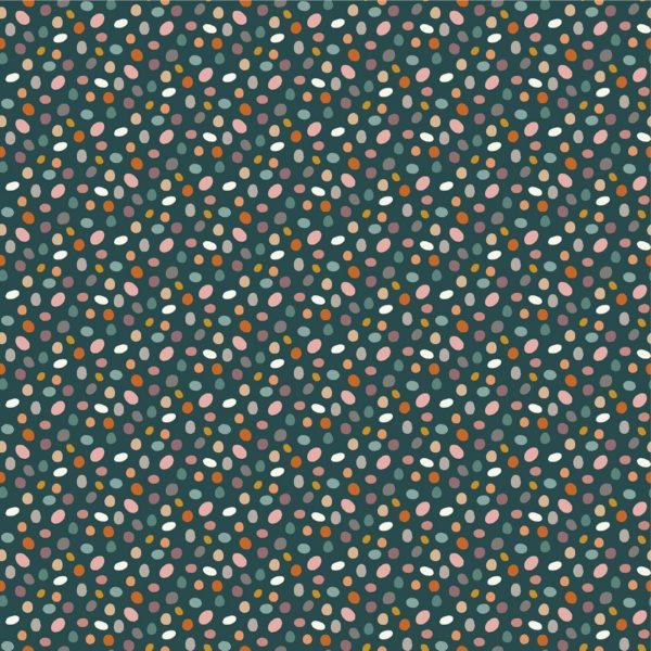 Quilting Cotton – Now and Zen Yoga Animals - Zen Dots - Teal