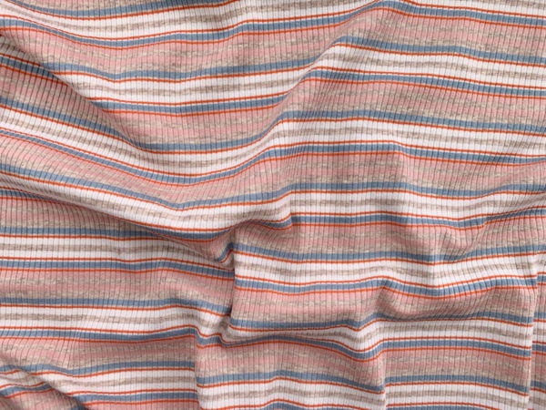 Designer Deadstock – Rayon/Spandex Rib Knit – Pastel Stripe