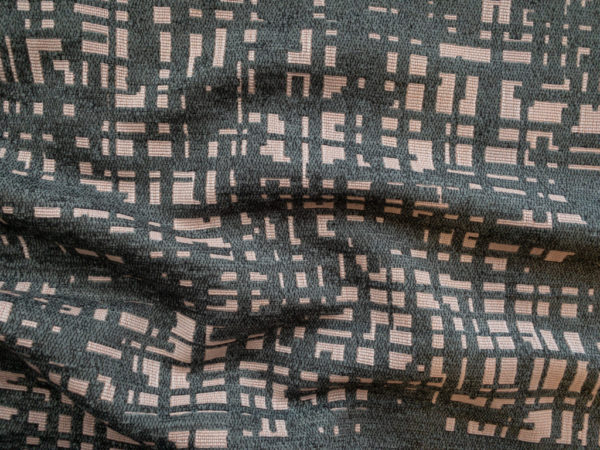 European Designer Deadstock - Rayon/Polyester Brocade - Geometric - Grey/Pink