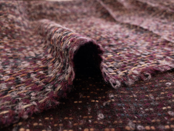 European Designer Deadstock - Wool Blend Boucle Tweed - Mauve/Tan ...