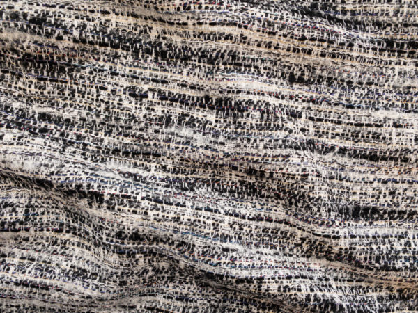 European Designer Deadstock - Rayon/Polyester Boucle Tweed - Black/White/Gold