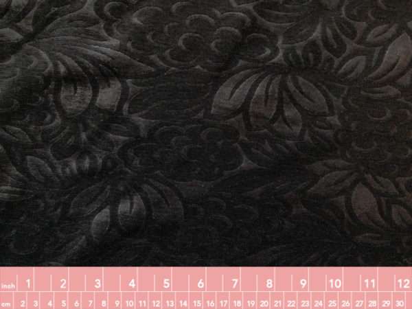 Italian Designer Deadstock - Stretch Polyester Velvet - Black Floral