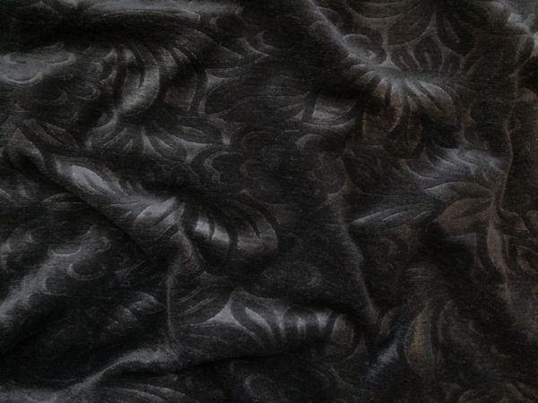 Italian Designer Deadstock - Stretch Polyester Velvet - Black Floral