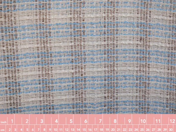 European Designer Deadstock - Rayon/Polyester Boucle Tweed - Baby Blue/Taupe