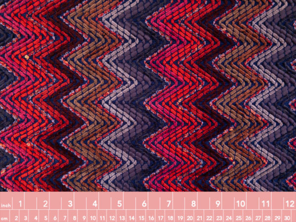 European Designer Deadstock - Polyester/Acrylic Woven Chenille - Sunset Zig Zag