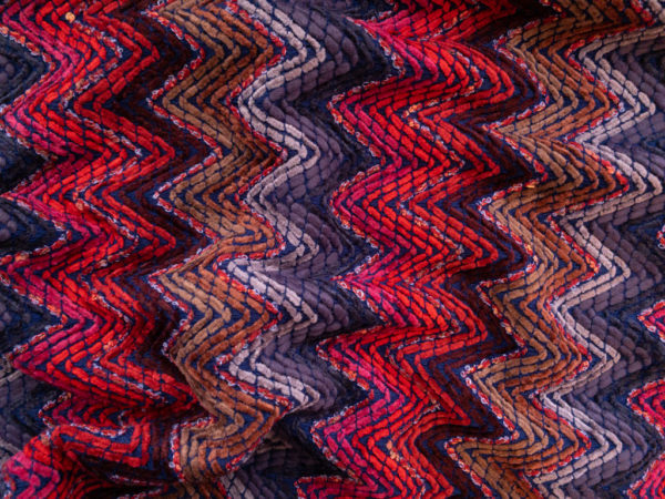 European Designer Deadstock - Polyester/Acrylic Woven Chenille - Sunset Zig Zag