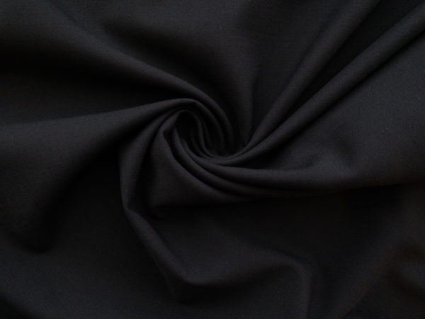 European Designer Deadstock - Wool/Polyester Stretch Suiting - Black