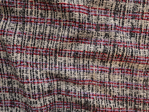 European Designer Deadstock - Viscose/Polyester Boucle Tweed - Red/Lilac