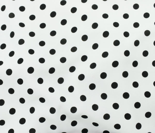 Polyester Challis – Polka Dot – White/Black