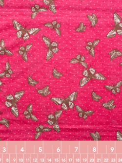 European Designer Deadstock – Rayon Jersey – Butterfly Polka Dot – Fuschia Pink