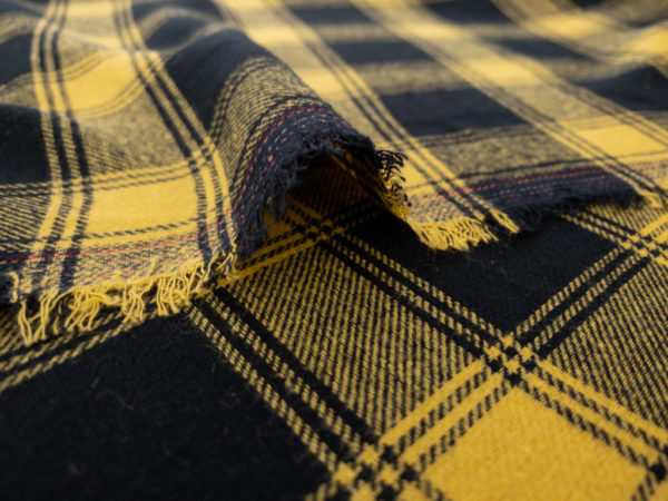 European Designer Deadstock – Brushed Cotton Shirting - Black/Yellow Check