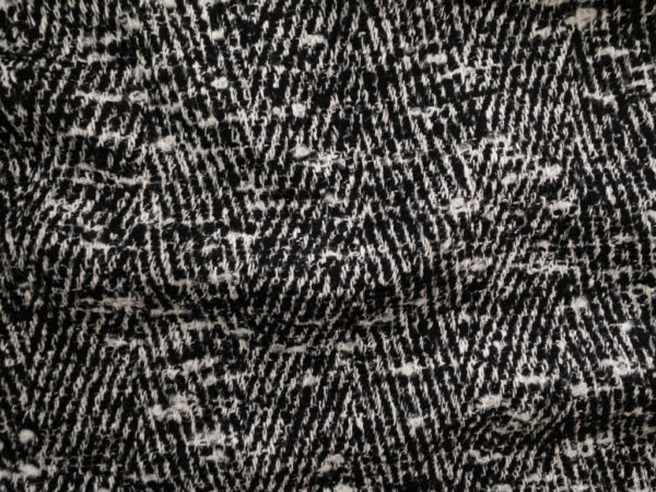 Japanese Designer Deadstock - Wool/Polyester Coating - Chunky Herringbone Tweed - Black/White