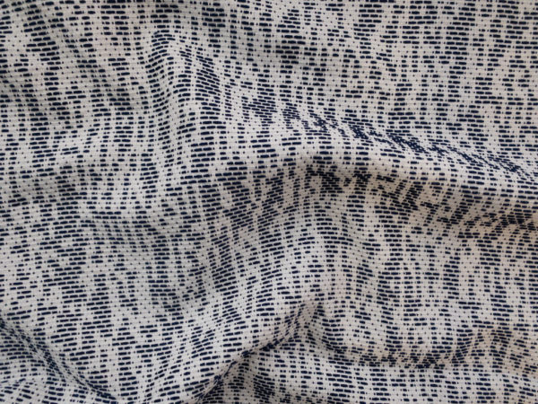 Japanese Designer Deadstock - Polyester Jacquard - Stitches - Navy/White