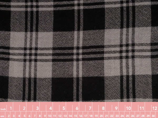 European Designer Deadstock - Wool Gauze - Black/Grey Plaid