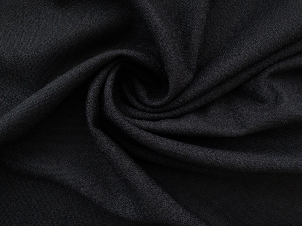 European Designer Deadstock - Wool/Polyester Crepe Suiting - Black ...