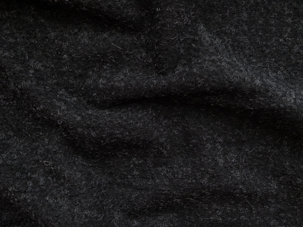 European Designer Deadstock – Wool/Polyester Mohair Boucle Coating – Black  - Stonemountain & Daughter Fabrics