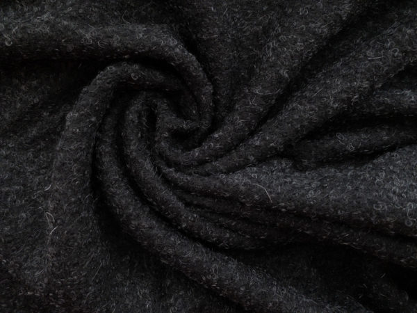 European Designer Deadstock – Wool/Polyester Mohair Boucle Coating – Black