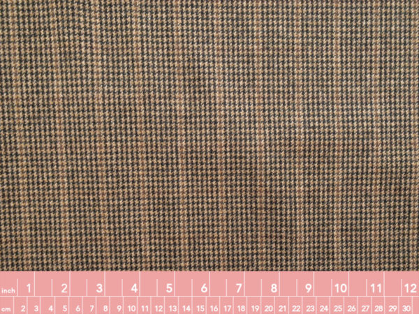 European Designer Deadstock – Virgin Wool/Polyester Tweed – Cider Dogtooth Stripe