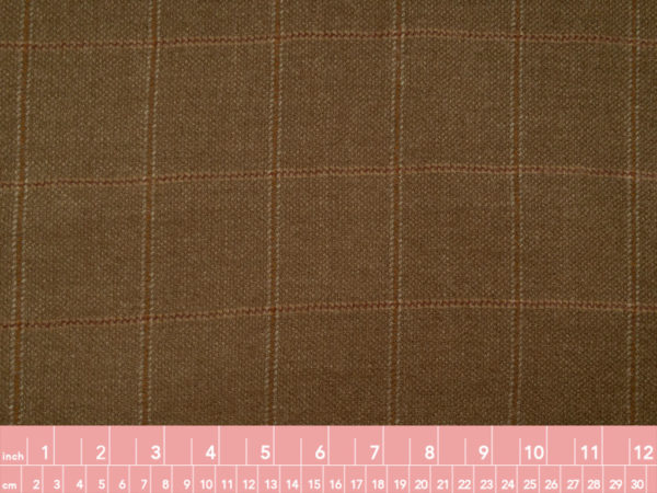 European Designer Deadstock – Virgin Wool Tweed – Camel Plaid