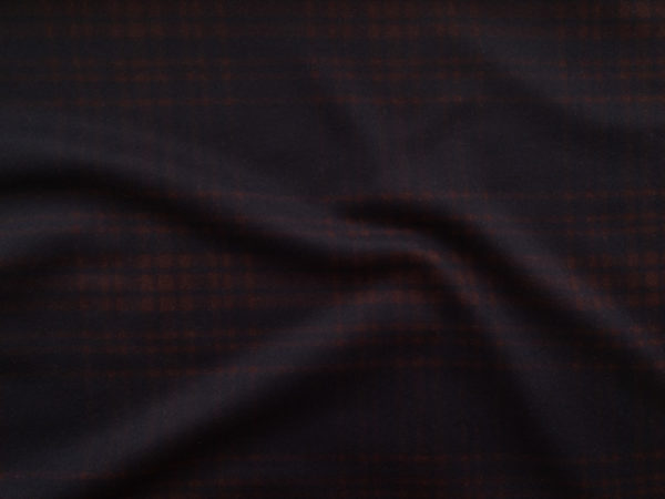 European Designer Deadstock – Wool Gaberdine Coating – Navy/Burgundy Plaid