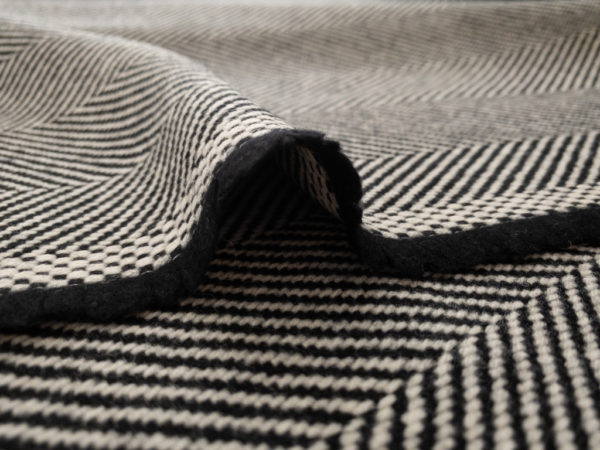 European Designer Deadstock – Wool/Polyester Coating – Black/White Herringbone