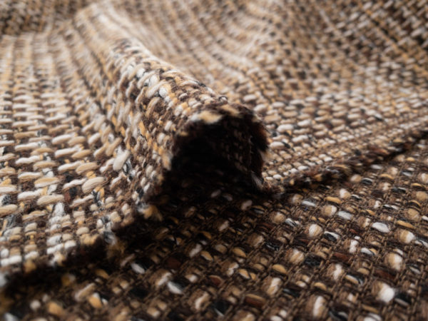 Italian Designer Deadstock - Wool/Polyester Novelty Tweed - Sandstone