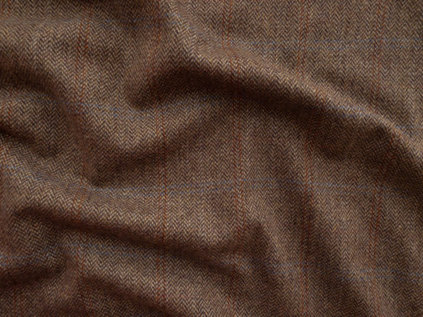 European Designer Deadstock – Wool/Polyester Tweed – Russet Brown Plaid