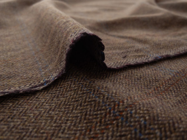 European Designer Deadstock – Wool/Polyester Tweed – Russet Brown Plaid