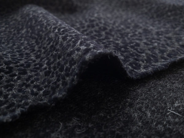 European Designer Deadstock – Wool/Polyester Flocked Knit – Charcoal Heather Leopard