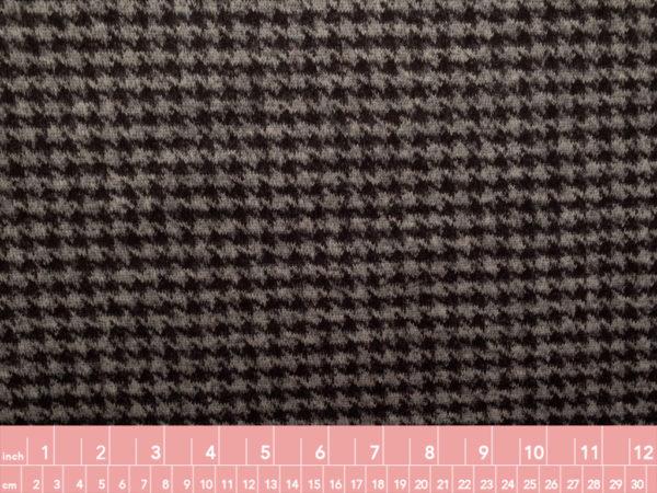 European Designer Deadstock – Wool/Polyester Knit – Grey/Chocolate Houndstooth