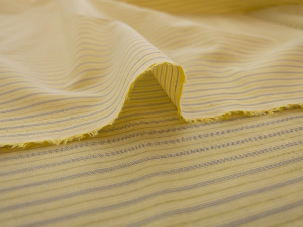 European Designer Deadstock - Cotton Shirting - Lemon/Black Stripe