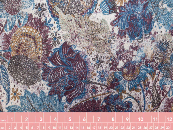 European Designer Deadstock - Cotton Jersey - Antique Floral - Blue/Purple