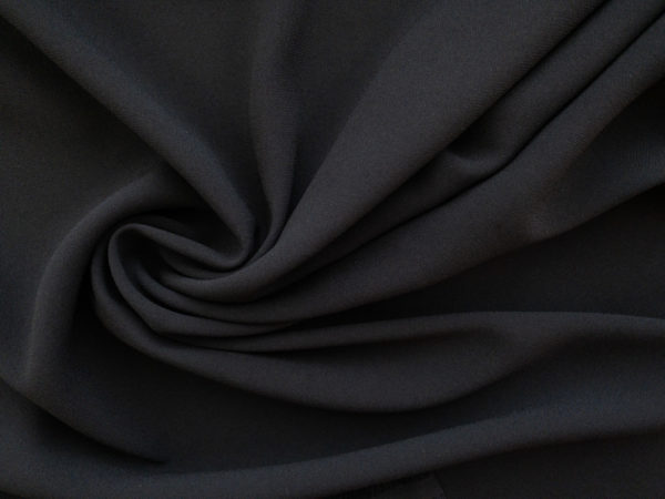 Japanese Designer Deadstock - Polyester Satin Back Stretch Crepe - Black