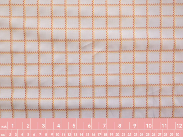 European Designer Deadstock - Cotton Shirting - Checkered Plaid - Creamsicle